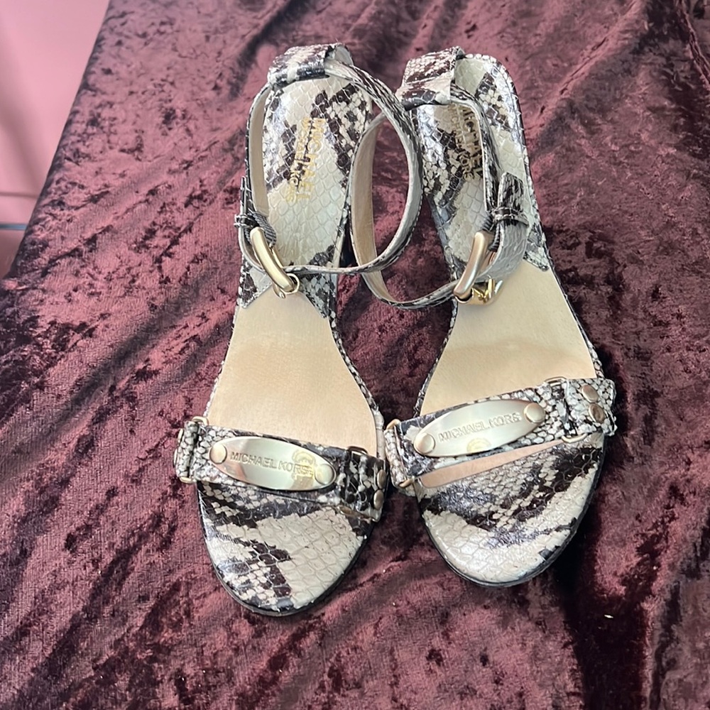 Michael Kors ankle strap snake
